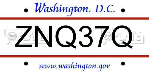 ZNQ37Q District Of Columbia License Plate