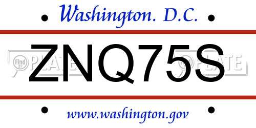 ZNQ75S District Of Columbia License Plate