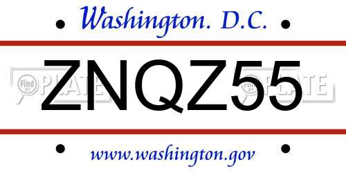 ZNQZ55 District Of Columbia License Plate
