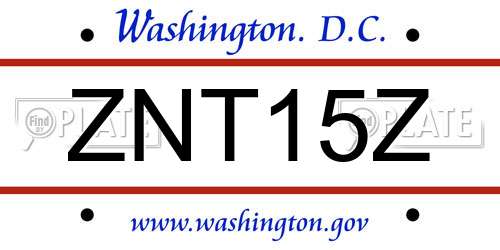 ZNT15Z District Of Columbia License Plate