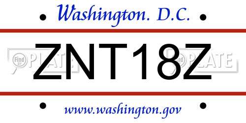 ZNT18Z District Of Columbia License Plate