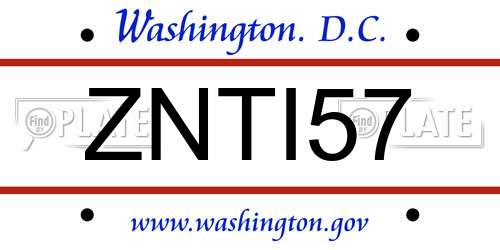 ZNTI57 District Of Columbia License Plate