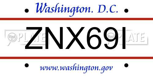 ZNX69I District Of Columbia License Plate