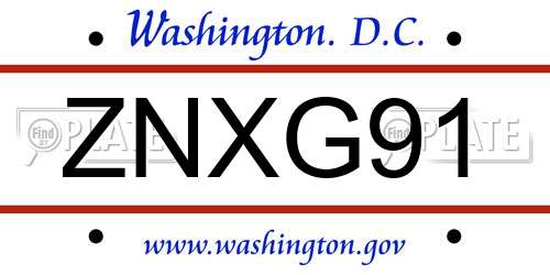 ZNXG91 District Of Columbia License Plate