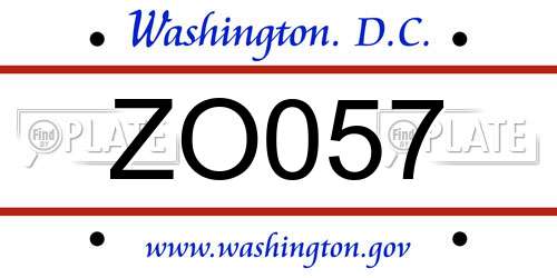 ZO057 District Of Columbia License Plate