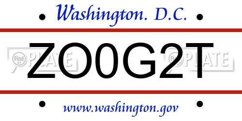 ZO0G2T District Of Columbia License Plate