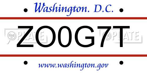 ZO0G7T District Of Columbia License Plate