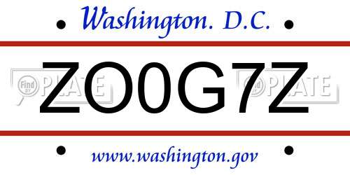 ZO0G7Z District Of Columbia License Plate