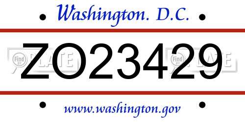ZO23429 District Of Columbia License Plate