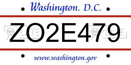 ZO2E479 District Of Columbia License Plate