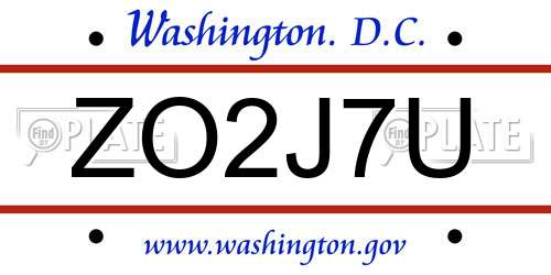 ZO2J7U District Of Columbia License Plate