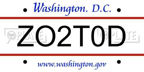 ZO2T0D District Of Columbia License Plate