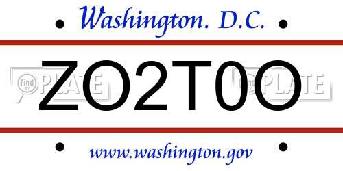 ZO2T0O District Of Columbia License Plate