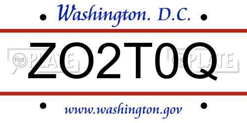 ZO2T0Q District Of Columbia License Plate