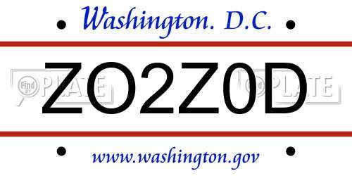 ZO2Z0D District Of Columbia License Plate