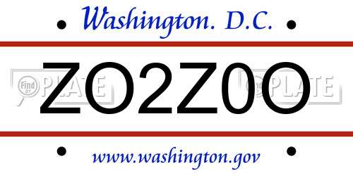 ZO2Z0O District Of Columbia License Plate