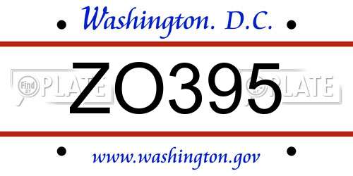 ZO395 District Of Columbia License Plate