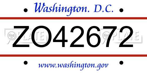 ZO42672 District Of Columbia License Plate
