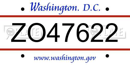 ZO47622 District Of Columbia License Plate