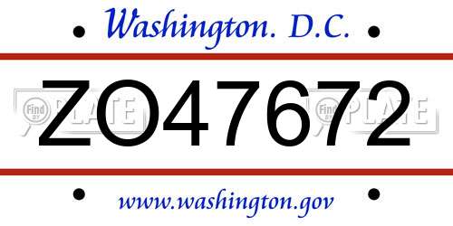 ZO47672 District Of Columbia License Plate