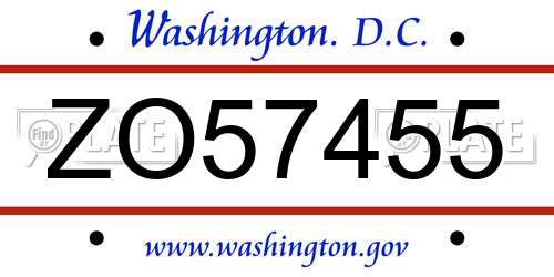 ZO57455 District Of Columbia License Plate