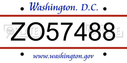 ZO57488 District Of Columbia License Plate