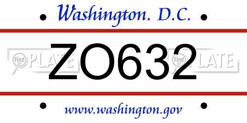 ZO632 District Of Columbia License Plate