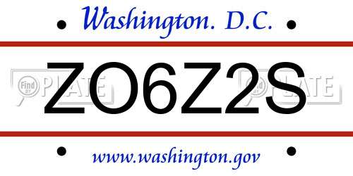 ZO6Z2S District Of Columbia License Plate