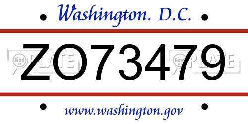 ZO73479 District Of Columbia License Plate