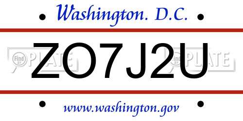ZO7J2U District Of Columbia License Plate