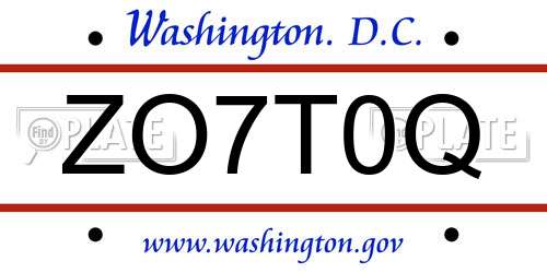 ZO7T0Q District Of Columbia License Plate