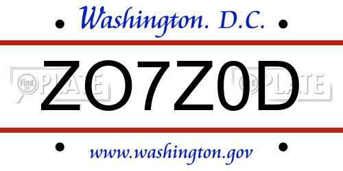 ZO7Z0D District Of Columbia License Plate