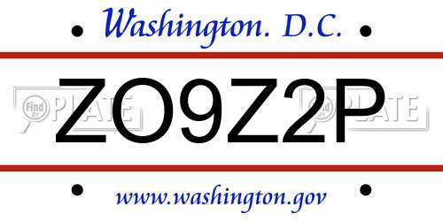 ZO9Z2P District Of Columbia License Plate