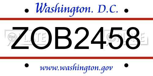 ZOB2458 District Of Columbia License Plate