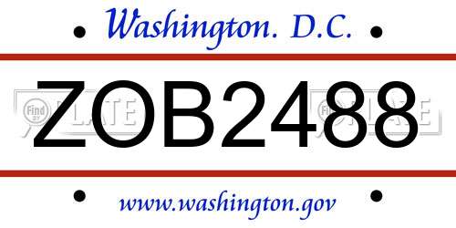 ZOB2488 District Of Columbia License Plate