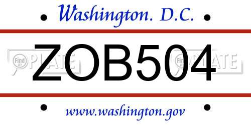 ZOB504 District Of Columbia License Plate