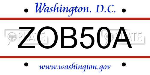 ZOB50A District Of Columbia License Plate