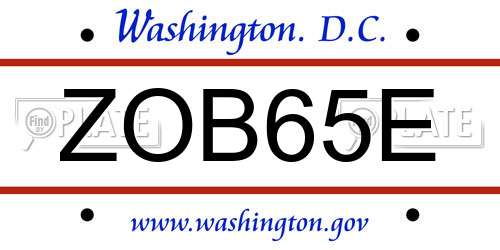 ZOB65E District Of Columbia License Plate