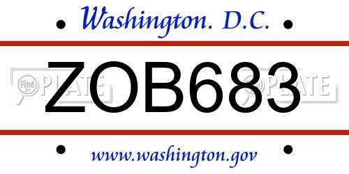 ZOB683 District Of Columbia License Plate