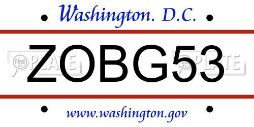 ZOBG53 District Of Columbia License Plate