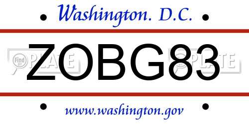 ZOBG83 District Of Columbia License Plate