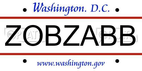 ZOBZABB District Of Columbia License Plate