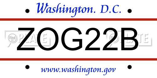 ZOG22B District Of Columbia License Plate