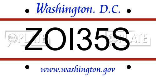 ZOI35S District Of Columbia License Plate