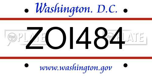 ZOI484 District Of Columbia License Plate