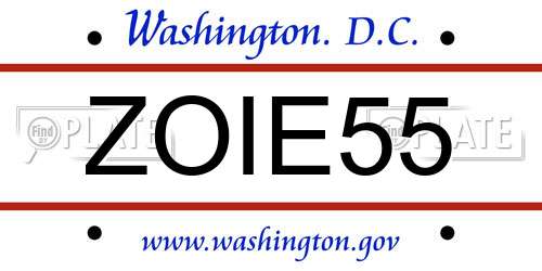 ZOIE55 District Of Columbia License Plate