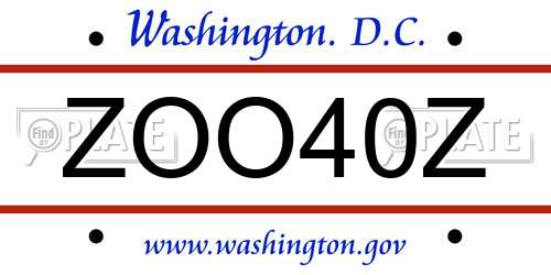 ZOO40Z District Of Columbia License Plate