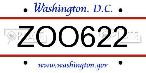 ZOO622 District Of Columbia License Plate