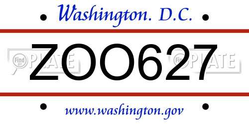 ZOO627 District Of Columbia License Plate