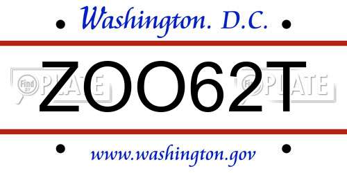 ZOO62T District Of Columbia License Plate